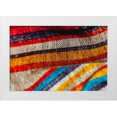 Colorful fabric detail White Modern Wood Framed Art Print by Muench, Zandria