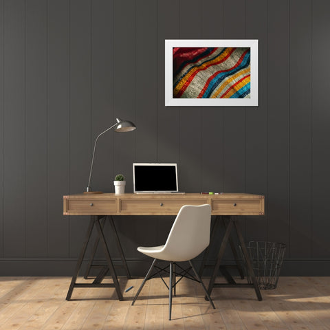 Colorful fabric detail White Modern Wood Framed Art Print by Muench, Zandria