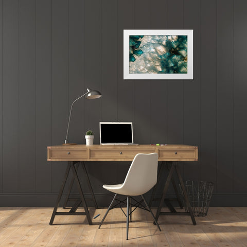 Sliced rock crystals of a geode White Modern Wood Framed Art Print by Muench, Zandria