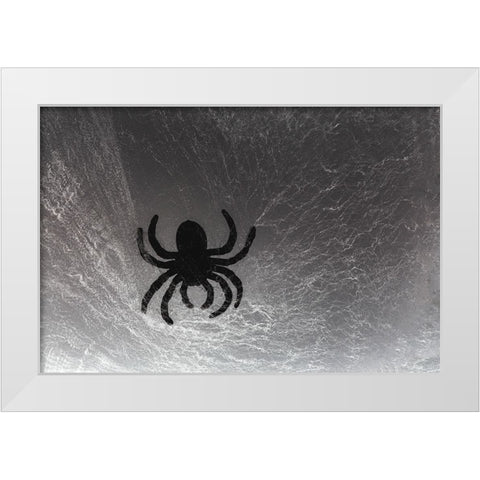Spider on web White Modern Wood Framed Art Print by Muench, Zandria