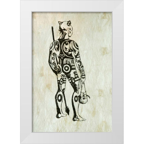 French Polynesia, Society Isl Painted tapa cloth White Modern Wood Framed Art Print by Kaveney, Wendy