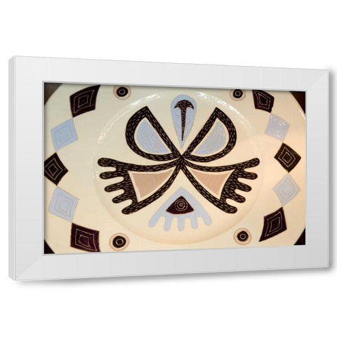 French Polynesia, Society Isl Designs on a plate White Modern Wood Framed Art Print by Kaveney, Wendy