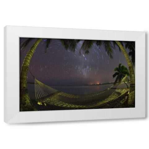 Cook Islands, Aitutaki Night sky in the tropics White Modern Wood Framed Art Print by Anon, Josh