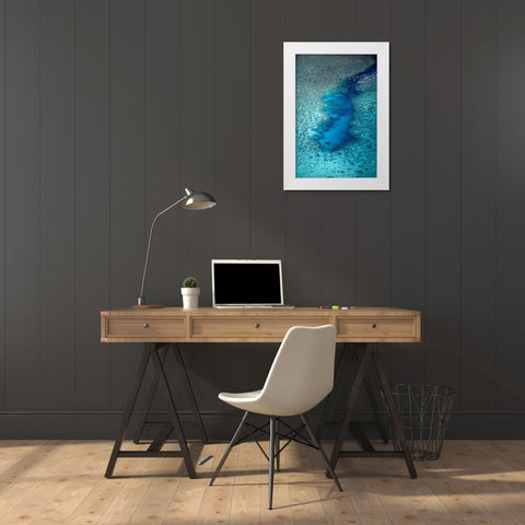 Channel in the reef-Vaimaanga Tapere-Rarotonga-Cook Islands-South Pacific White Modern Wood Framed Art Print by Wall, David