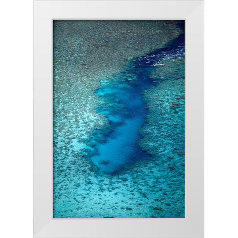 Channel in the reef-Vaimaanga Tapere-Rarotonga-Cook Islands-South Pacific White Modern Wood Framed Art Print by Wall, David
