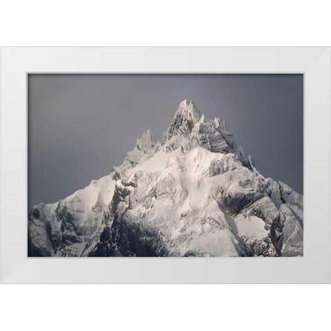 South America-Argentina-Tierra del Fuego Snowy peak of Mt Olivia  White Modern Wood Framed Art Print by Jaynes Gallery
