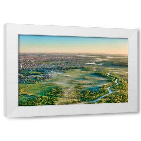 Landing path to Ezeiza EZE Buenos Aires International Airport  White Modern Wood Framed Art Print by Molinari, Michele