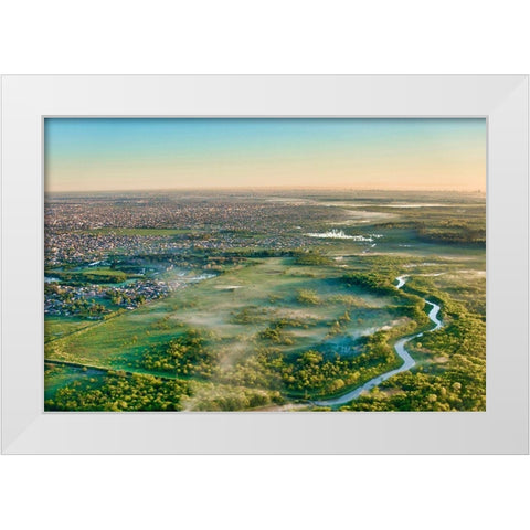 Landing path to Ezeiza EZE Buenos Aires International Airport  White Modern Wood Framed Art Print by Molinari, Michele