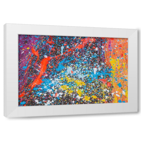 Argentina- Buenos Aires. Colorful paint splatters. White Modern Wood Framed Art Print by Haseltine, Tom