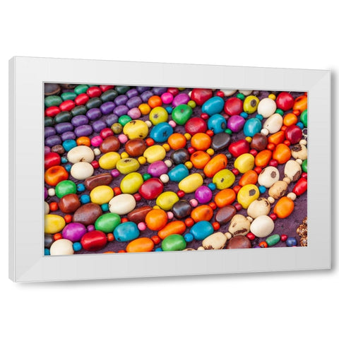 Argentina- Buenos Aires. Colorful beads. White Modern Wood Framed Art Print by Haseltine, Tom