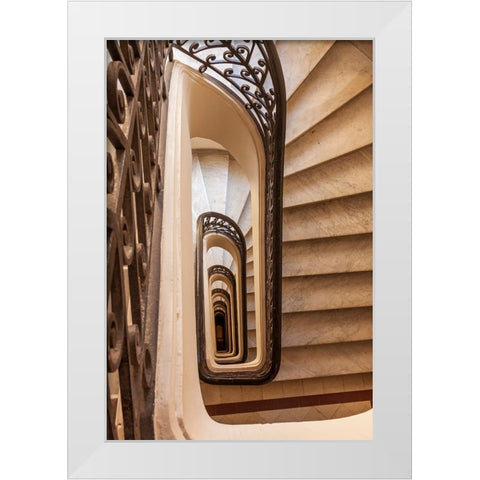 Argentina- Buenos Aires. Spiral staircase. White Modern Wood Framed Art Print by Haseltine, Tom