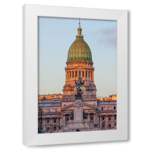 Argentina- Buenos Aires. Capitol building. White Modern Wood Framed Art Print by Haseltine, Tom