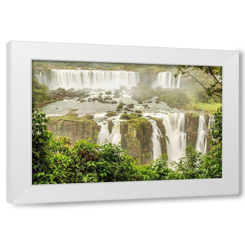 Brazil-Iguazu Falls Landscape of waterfalls  White Modern Wood Framed Art Print by Jaynes Gallery