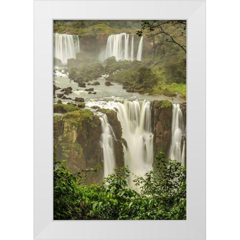 Brazil-Iguazu Falls Landscape of waterfalls  White Modern Wood Framed Art Print by Jaynes Gallery