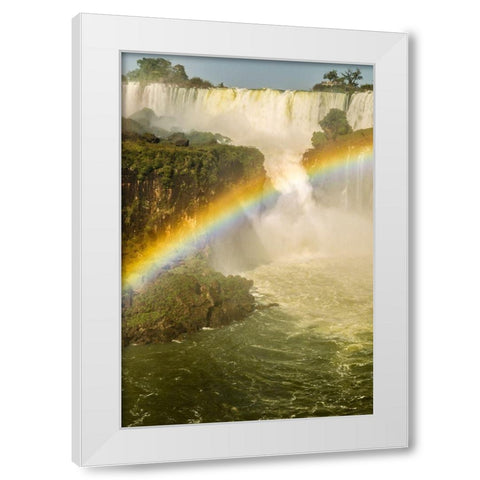 Brazil-Iguazu Falls Landscape of waterfalls  White Modern Wood Framed Art Print by Jaynes Gallery