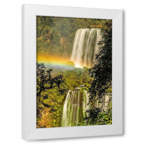 Brazil-Iguazu Falls Landscape of waterfalls  White Modern Wood Framed Art Print by Jaynes Gallery