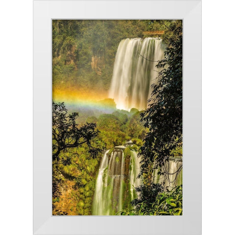 Brazil-Iguazu Falls Landscape of waterfalls  White Modern Wood Framed Art Print by Jaynes Gallery