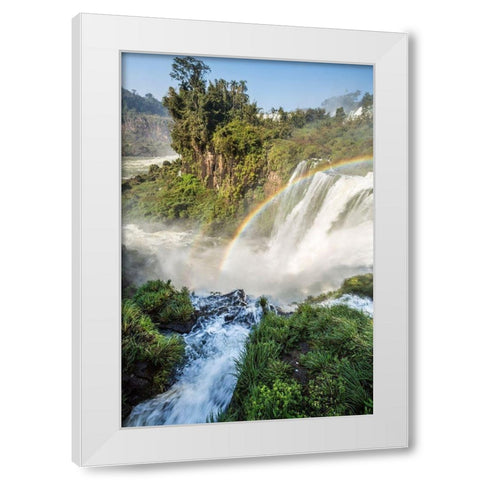 Brazil-Iguazu Falls Landscape of waterfalls  White Modern Wood Framed Art Print by Jaynes Gallery