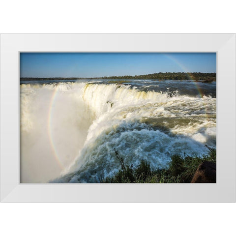 Brazil-Iguazu Falls Landscape of waterfalls  White Modern Wood Framed Art Print by Jaynes Gallery