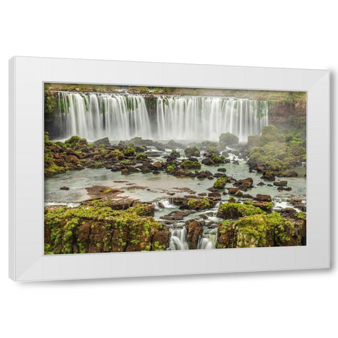 Brazil-Iguazu Falls Landscape of waterfalls  White Modern Wood Framed Art Print by Jaynes Gallery