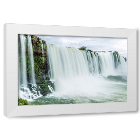 Brazil-Iguazu Falls Landscape of waterfalls  White Modern Wood Framed Art Print by Jaynes Gallery