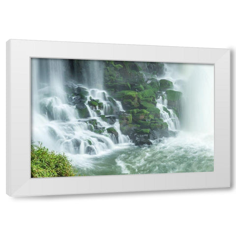 Brazil-Iguazu Falls Landscape of waterfalls  White Modern Wood Framed Art Print by Jaynes Gallery