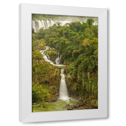 Brazil-Iguazu Falls Landscape of waterfalls  White Modern Wood Framed Art Print by Jaynes Gallery