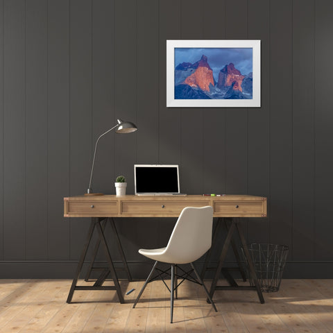 Chile, Torres del Paine NP The Horns mountains White Modern Wood Framed Art Print by Illg, Cathy and Gordon