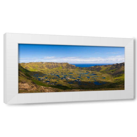Chile- Easter Island. Rano Koa Volcano crater. White Modern Wood Framed Art Print by Muir, Janet