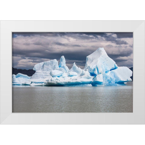Parc Nacional Torres del Paine is Lago Grey where one finds both glaciers and floating icebergs White Modern Wood Framed Art Print by Ostrowitz, Mallorie