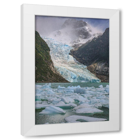 The Serrano glacier is one of the main attractions found in Parc Nacional Bernardo Higgins in Chile White Modern Wood Framed Art Print by Ostrowitz, Mallorie