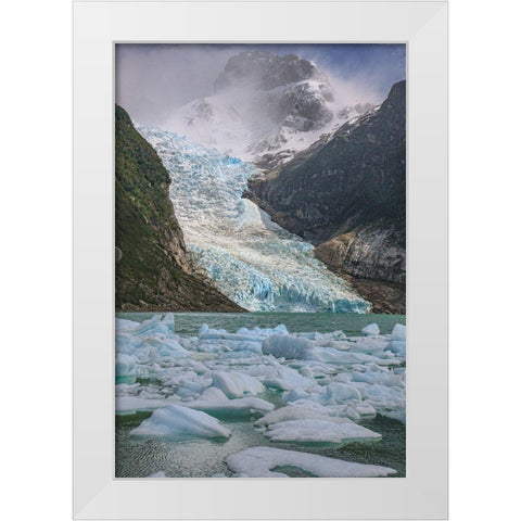 The Serrano glacier is one of the main attractions found in Parc Nacional Bernardo Higgins in Chile White Modern Wood Framed Art Print by Ostrowitz, Mallorie