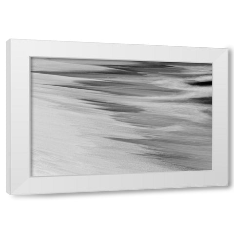 Surf pattern washing up on white sandy beach-Espanola Island-Galapagos Islands-Ecuador White Modern Wood Framed Art Print by Jones, Adam
