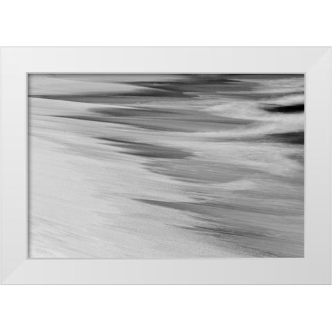 Surf pattern washing up on white sandy beach-Espanola Island-Galapagos Islands-Ecuador White Modern Wood Framed Art Print by Jones, Adam