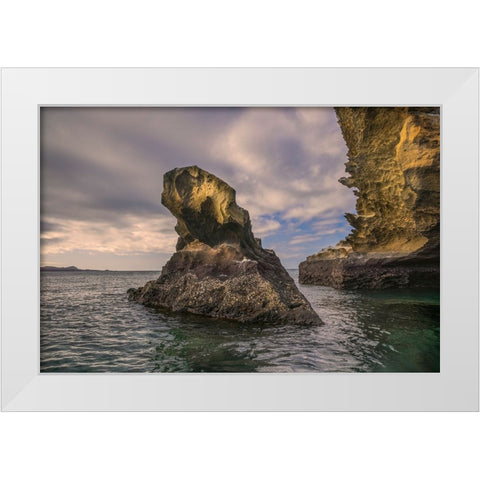Rock formation off Bartholomew Island-Galapagos Islands-Ecuador White Modern Wood Framed Art Print by Jones, Adam