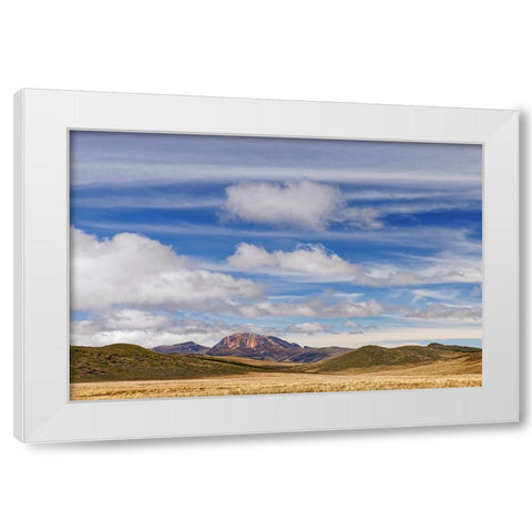 Distant mountain and clouds at high elevation-Antisana Ecological Reserve-Ecuador White Modern Wood Framed Art Print by Jones, Adam