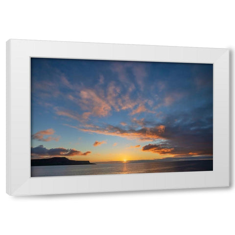 Sunset over Pacific Ocean-Santiago Island-Galapagos Islands-Ecuador White Modern Wood Framed Art Print by Jones, Adam