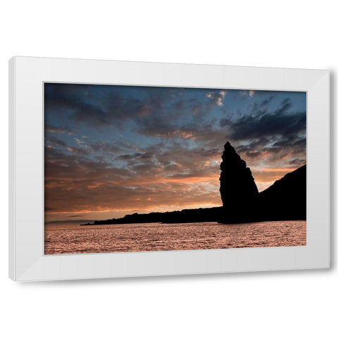 Pinnacle Rock at sunset-Bartholomew Island-Galapagos Islands-Ecuador White Modern Wood Framed Art Print by Jones, Adam