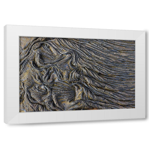 Recent Pahoehoe lava flow-Sullivan Bay-Santiago Island-Galapagos Islands-Ecuador White Modern Wood Framed Art Print by Jones, Adam