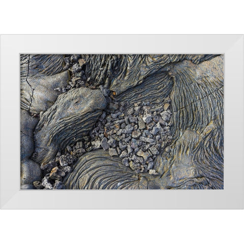Recent Pahoehoe lava flow-Sullivan Bay-Santiago Island-Galapagos Islands-Ecuador White Modern Wood Framed Art Print by Jones, Adam