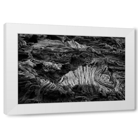 Recent Pahoehoe lava flow-Sullivan Bay-Santiago Island-Galapagos Islands-Ecuador White Modern Wood Framed Art Print by Jones, Adam