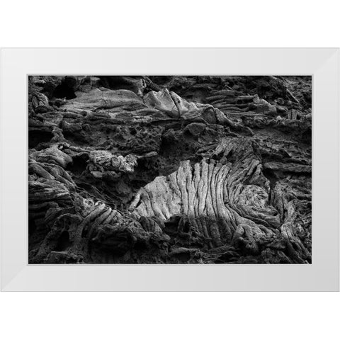 Recent Pahoehoe lava flow-Sullivan Bay-Santiago Island-Galapagos Islands-Ecuador White Modern Wood Framed Art Print by Jones, Adam