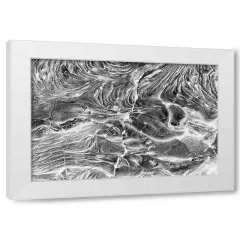 Recent Pahoehoe lava flow-Sullivan Bay-Santiago Island-Galapagos Islands-Ecuador White Modern Wood Framed Art Print by Jones, Adam