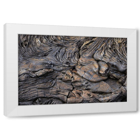 Recent Pahoehoe lava flow-Sullivan Bay-Santiago Island-Galapagos Islands-Ecuador White Modern Wood Framed Art Print by Jones, Adam