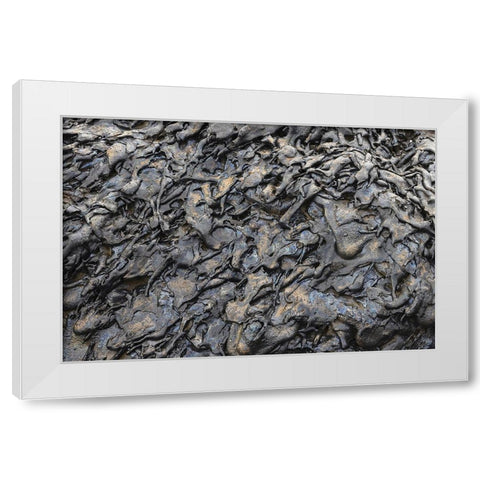 Recent Pahoehoe lava flow-Sullivan Bay-Santiago Island-Galapagos Islands-Ecuador White Modern Wood Framed Art Print by Jones, Adam