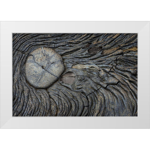 Recent Pahoehoe lava flow-Sullivan Bay-Santiago Island-Galapagos Islands-Ecuador White Modern Wood Framed Art Print by Jones, Adam