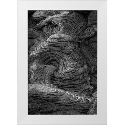Recent Pahoehoe lava flow-Sullivan Bay-Santiago Island-Galapagos Islands-Ecuador White Modern Wood Framed Art Print by Jones, Adam