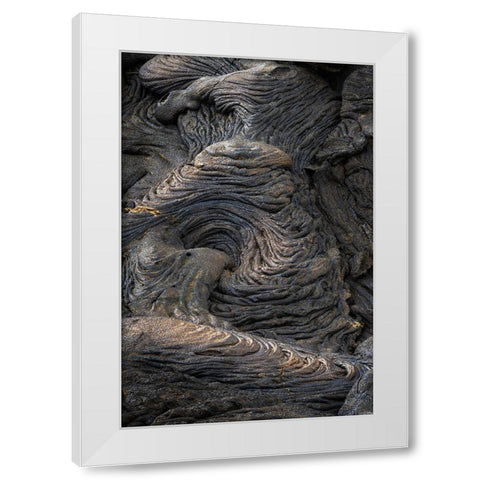 Recent Pahoehoe lava flow-Sullivan Bay-Santiago Island-Galapagos Islands-Ecuador White Modern Wood Framed Art Print by Jones, Adam