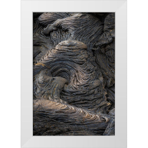 Recent Pahoehoe lava flow-Sullivan Bay-Santiago Island-Galapagos Islands-Ecuador White Modern Wood Framed Art Print by Jones, Adam