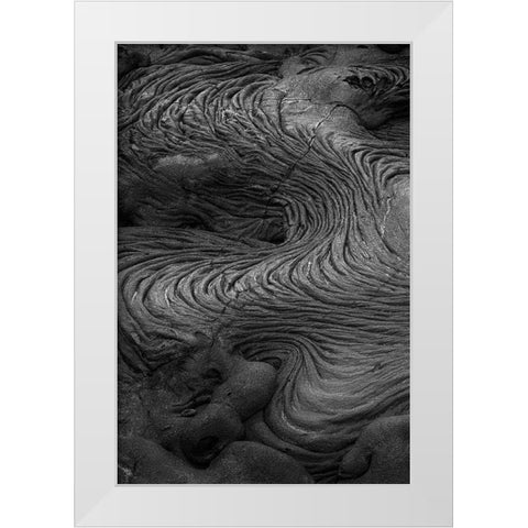 Recent Pahoehoe lava flow-Sullivan Bay-Santiago Island-Galapagos Islands-Ecuador White Modern Wood Framed Art Print by Jones, Adam